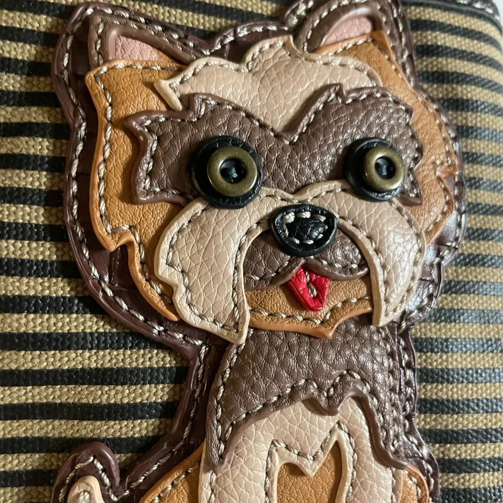 Chala Dog/ yorkie Striped Crossbody Bag with Dog